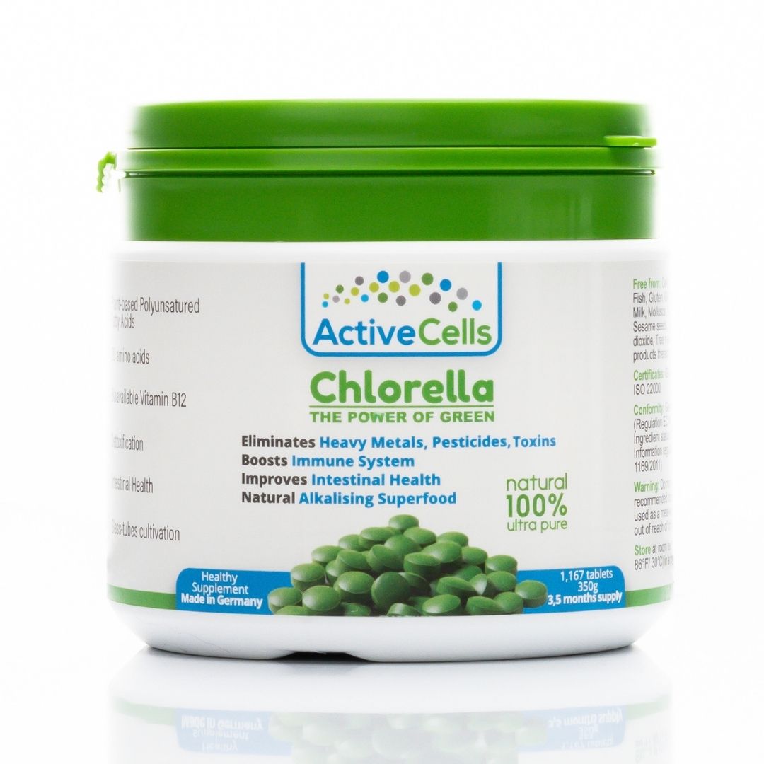 ActiveCells® Chlorella 1,000 tablets Only Farmed in Germany Glass tubes 300g 3 months