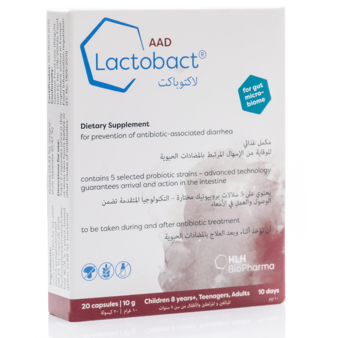 Lactobact® AAD Probiotic Prevention of Antibiotic Associated Diarrhea During and after antibiotic treatment