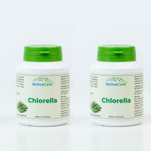 2 x ActiveCells® Chlorella 334 Tablets, 100g, 1 month, Only Cultivated in Glass-Tubes Made in Germany, Ultra Pure